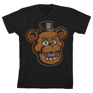 Five Nights at Freddy's Graphic Fake Sequin Freddy Boy's Black T-shirt - 1 of 3