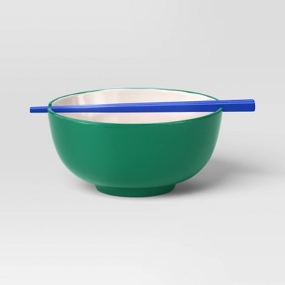 37 fl oz Solid Noodle Bowl with Chopstick Green - Room Essentials™