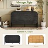 Wood Sideboard Cabinet with Curvy Edge, 4 Doors Retro Credenza Storage Cabinet with Adjustable Shelves for Living Room - 4 of 4
