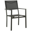 vidaXL Patio Dining Set Outdoor Table and Chair Black Steel and Textilene - 31.5" Table Length 4 Piece Set - 3 of 4