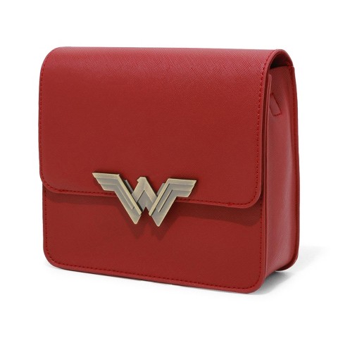 Seven Times Six DC Comics Wonder Woman Metal Logo Crossbody Bag Purse Red