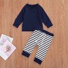 MyKids-USA Baby Boy 1pcs Solid Color Hoodie Combo Striped Pattern Trousers Sets - 2 of 4