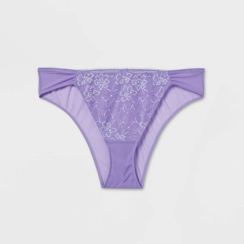 Women's Lace and Mesh Cheeky Lingerie Underwear - Auden™ Purple, 5 of 6