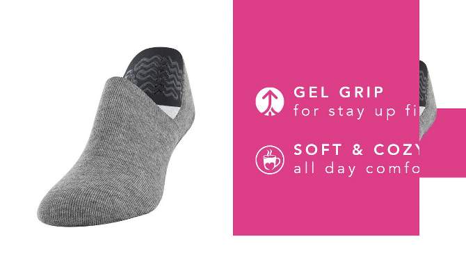 Peds Women&#39;s 2pk Cozy Slipper Liner Socks - Charcoal/Heather Gray 5-10, 5 of 6, play video