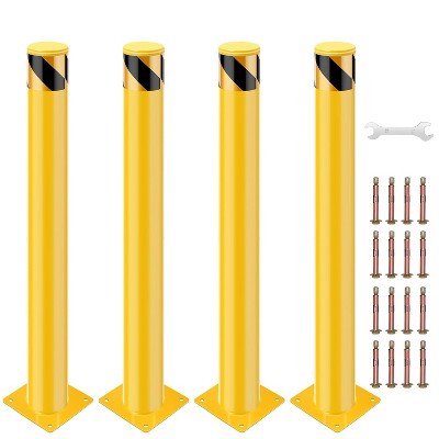 Safety Bollard Post, 48 x 4.5 inch Removable Steel Traffic Parking Barrier Bollards, Yellow, 4 Pack