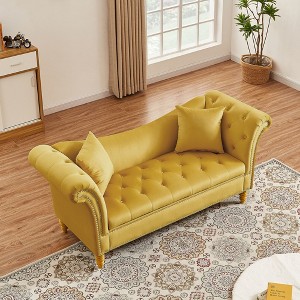 DOMETOUR 71 Inch Velvet Sofa with Storage for Living Room Bedroom, U Shape Backrest Couch with 2 Pillows - 1 of 4