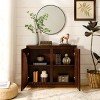 39" Fluted Sideboard Cabinet with Curved Solid Wood Doors & Outlet Holes for Entryway Living Room Buffet-3irtyhousy - 3 of 4