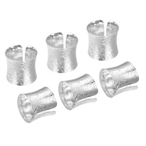 Unique Bargains Wedding Birthday Alloy Decorative Wear Resistance Rose Pattern Napkin Rings 6 Pcs - 1 of 4