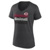 MLB Cincinnati Reds Women's Gray Short Sleeve V-Neck T-Shirt - 2 of 3