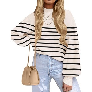 Zeagoo Sweaters for Women Fall Fashion 2025 Trendy Long Sleeve Turtleneck Pullover Lantern Knit Sweater Tops - 1 of 4