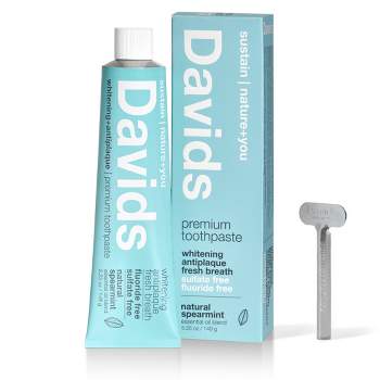 Davids Antiplaque & Whitening Premium Natural Toothpaste Fluoride Free Spearmint - 5.25oz