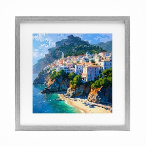Stupell Industries Seaside Town's Beach View Framed Print Under Glass - 1 of 4