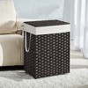 Laundry Hamper Sorter with Lid, 23.8 Gal (90 L) Synthetic Rattan Clothes Laundry Basket Storage with Lid and Handles Removable Liner Laundry Sorter - 4 of 4