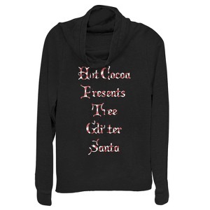 Juniors Womens Lost Gods Christmas Candy Cane List Cowl Neck Sweatshirt - 1 of 3