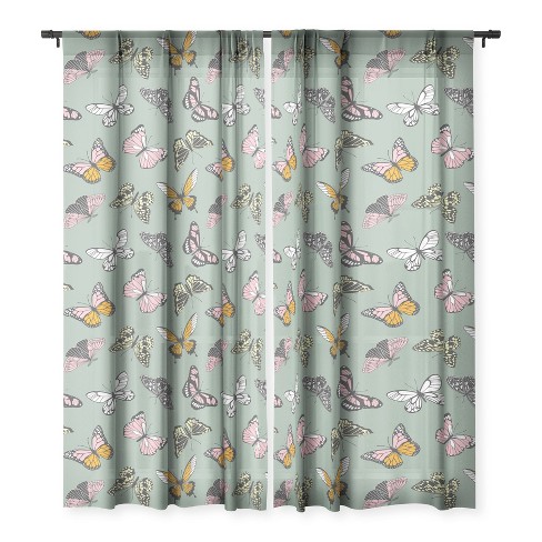 Emanuela Carratoni Wild Butterflies Set of 2 Panel Sheer Window Curtain - Deny Designs - image 1 of 4