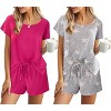 Ekouaer 2 Pack Womens Pajama Sets Short Sleeve Sleepwear Soft Crew Neck Pj Shorts Set Printed Loungewear Set - 4 of 4