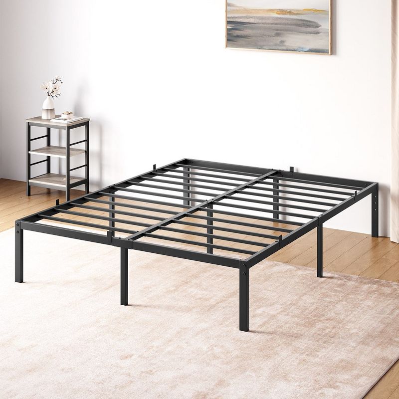 Whizmax 14 Inch Bed Frame with Storage,Metal Platform Bed Frame No Box Spring Needed Steel Slat Support, Black, 1 of 8