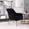 Akoasm Modern Upholstered velvet Soft Accent Sofa & chair For Living Room, Office & Bedroom-Black - 3 of 4