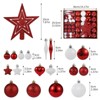 72 Pack Christmas Ornaments Set with Topper & Multi-Size Christmas Ball Ornaments, Hanging Xmas Tree Decorations - 3 of 4