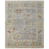 Blue Taupe And Gray Wool Floral Hand Knotted Area Rug With Fringe - 4 of 4