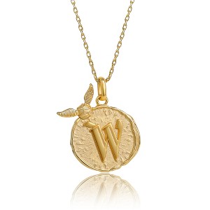 Harry Potter Wizarding World Golden Snitch Initial W Gold Plated Pendant Necklace, 18" - 1 of 4