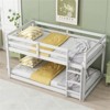 RISOKEYS Twin over Twin Floor Bunk Bed - Solid Rubber Wooden Bunk Bed with Ladder, Upper & Bottom Bed Platforms with Strengthened Slats - 2 of 4
