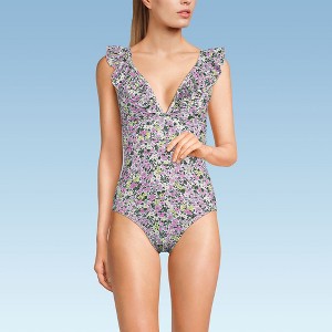 Lands' End Women's Pique Ruffle One Piece Swimsuit - 1 of 4
