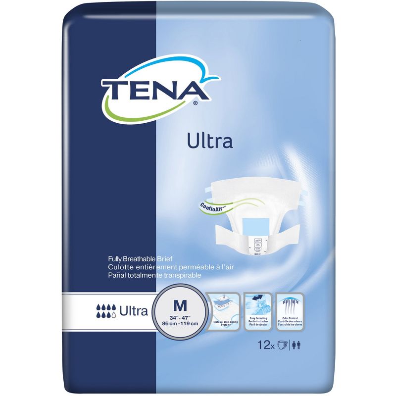 TENA Ultra Disposable Diaper Brief, Moderate, Medium, 1 of 4