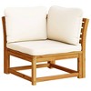 vidaXL Patio Lounge Set - 4 Piece - Acacia Wood Furniture with Cushions - Garden/Patio/Deck Seating - Modular Design, Cream White Cushions Included - 4 of 4