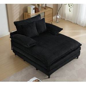 59-64.5" Oversized Chaise Lounge Chair with Adjustable Backrest, Corduroy Deep Seat Sleeper Sofa Bed for Living Room-3irtyhousy - 1 of 4