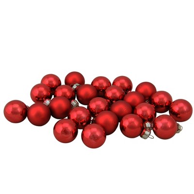 Northlight 24ct Red and Gold 2-Finish Mini Glass Christmas Ball Ornaments 1" (25mm)