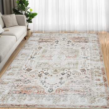 Vintage Rug Soft Oriental Floral Printed Carpet Washable Rug Living Room Bedroom Rug