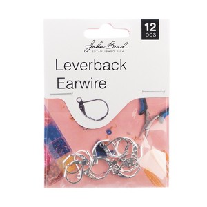 John Bead Must Have Findings Metal Silver 15mm Ear Wire Leverback for Jewelry Making Findings, 12 Pieces - 1 of 4