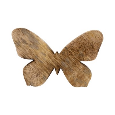 Sagebrook Home 9" Wooden Butterfly Decor - Contemporary Rustic Brown Butterfly Statue for Home or Office Decorative Accent - Bedroom, Bathroom,