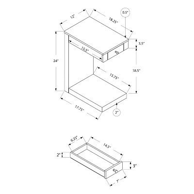 Dark Taupe Modern C-Shaped Snack Side Table with Storage
