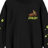 Scooby Doo Scared Scooby And Shaggy Green Eye Sleeves Crew Neck Long Sleeve Men's Black Sweatshirt - 2 of 4