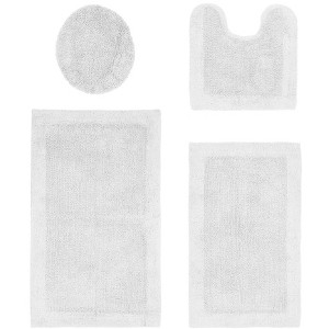 Edge Bath Rug 100% Premium Cotton Ultra-Soft Water Absorbent Tufted Solid Reversible 4 Piece Bathroom Rug Set for Machine Washable Bathmat - 1 of 2