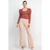 Slickblue Geometric Ribbed Cami and Puff Sleeve Blazer Set, Square Neck Crop Top, Smokey Mauve, Size S-L - 3 of 4