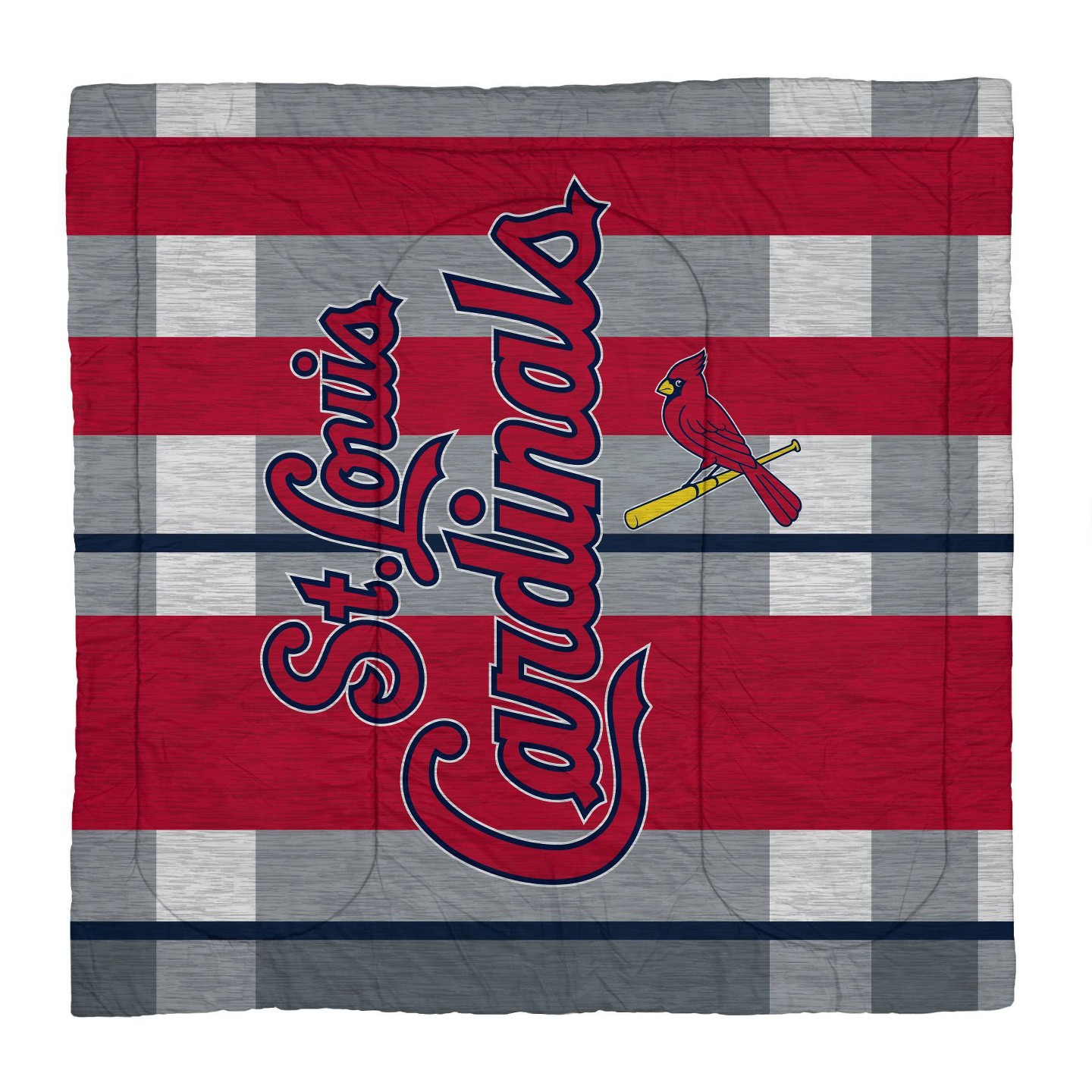 Постельное бельё MLB St. Louis Cardinals Heathered Stripe Queen Bedding Set in a Bag - 3pc, цвет: Полосатый — фото 2