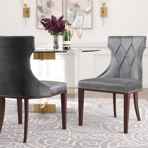 Set of 2 Reine Velvet Dining Chairs - Manhattan Comfort - 1 of 4