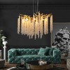 DOMETOUR 24 Modern Gold Pendant Light with Cascading Crystals, for Living Room, Dining Room, Foyer, High-End Decorative Fixture (No Bulb) - 2 of 4