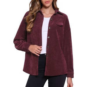 INSPIRE CHIC Women's Button Down Long Sleeve Pointed Collar Corduroy Jacket - 1 of 4