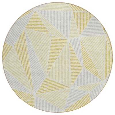 Gold Gray And Wheat Geometric Washable Indoor Outdoor Area Rug