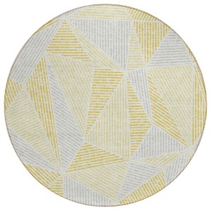 Gold Gray And Wheat Geometric Washable Indoor Outdoor Area Rug - 1 of 4