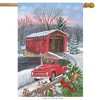 Briarwood Lane Winter Covered Bridge Seasonal House Flag Pickup T - 2 of 4