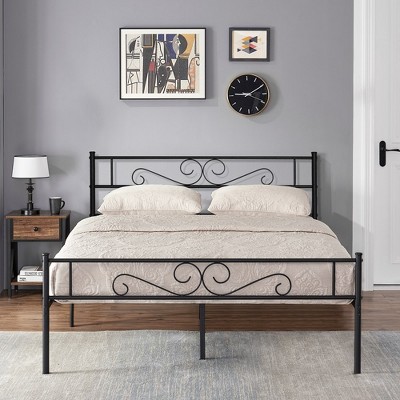 VECELO Metal Platform Bed Frame Simple Mattress Foundation with Vintage Headboard & Footboard