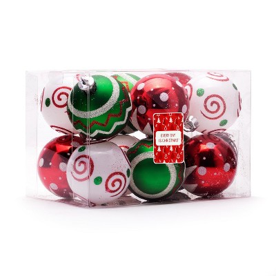Every Day is Christmas Ornaments, Shatterproof Christmas Tree Ornament Set, Christmas Balls Decoration 12 Count (2.24"/57mm, Dotted)
