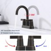 DOMETOUR Oil Rubbed Bronze 2-Handle Bathroom Sink Faucet, 360° High Arc Centerset 4-Inch Vanity Faucet, 3-Hole Lavatory Faucet - 3 of 4