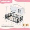 Costway Twin Size Kids House Bed with Fence Window Wooden Slats & 2 Storage Shelves - 3 of 4