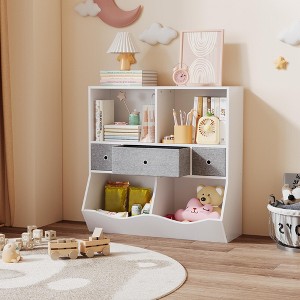 Kids Bookshelf and Bookcase Toy Storage Multi Shelf with Cubby Organizer Cabinet and Drawers for Boys Girls, for Children'S Room, Playroom, Hallway - 1 of 4